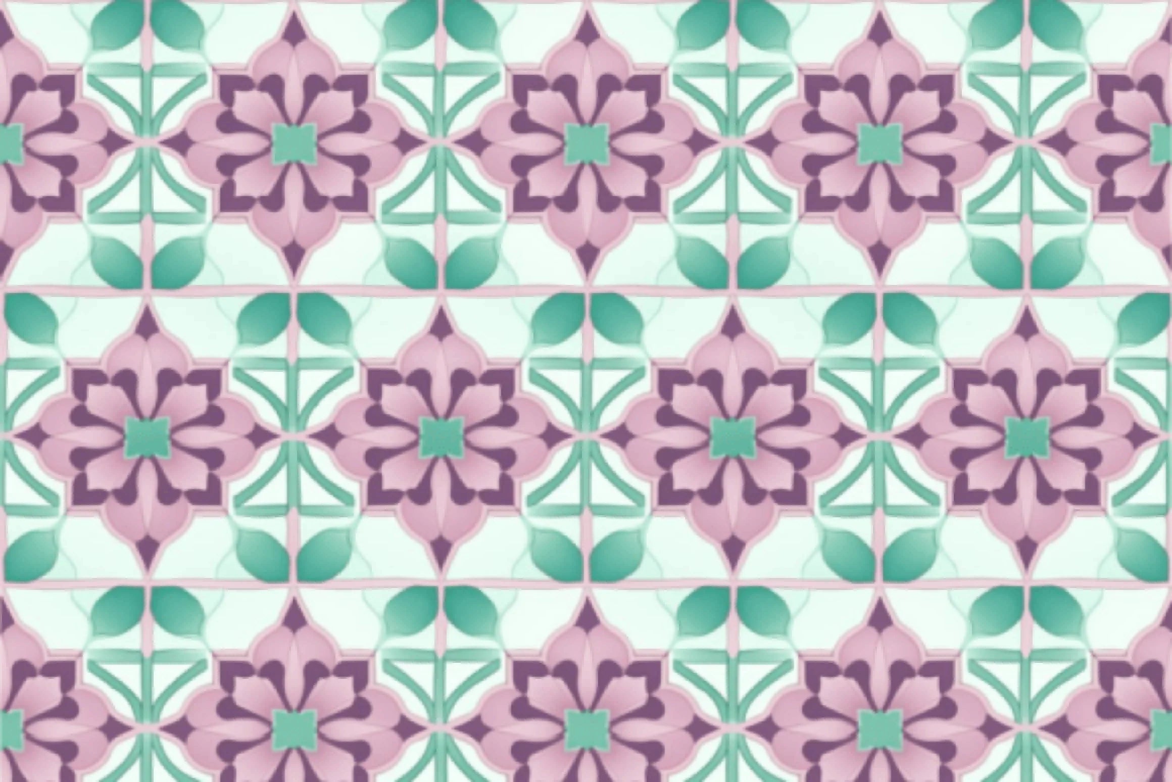 Seamless Mint Purple Moroccan Tile Design Digital Paper - CraftNest - Digital Crafting and Art