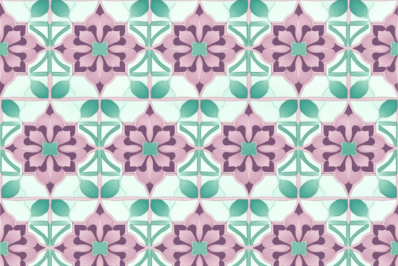 Seamless Mint Purple Moroccan Tile Design Digital Paper - CraftNest - Digital Crafting and Art