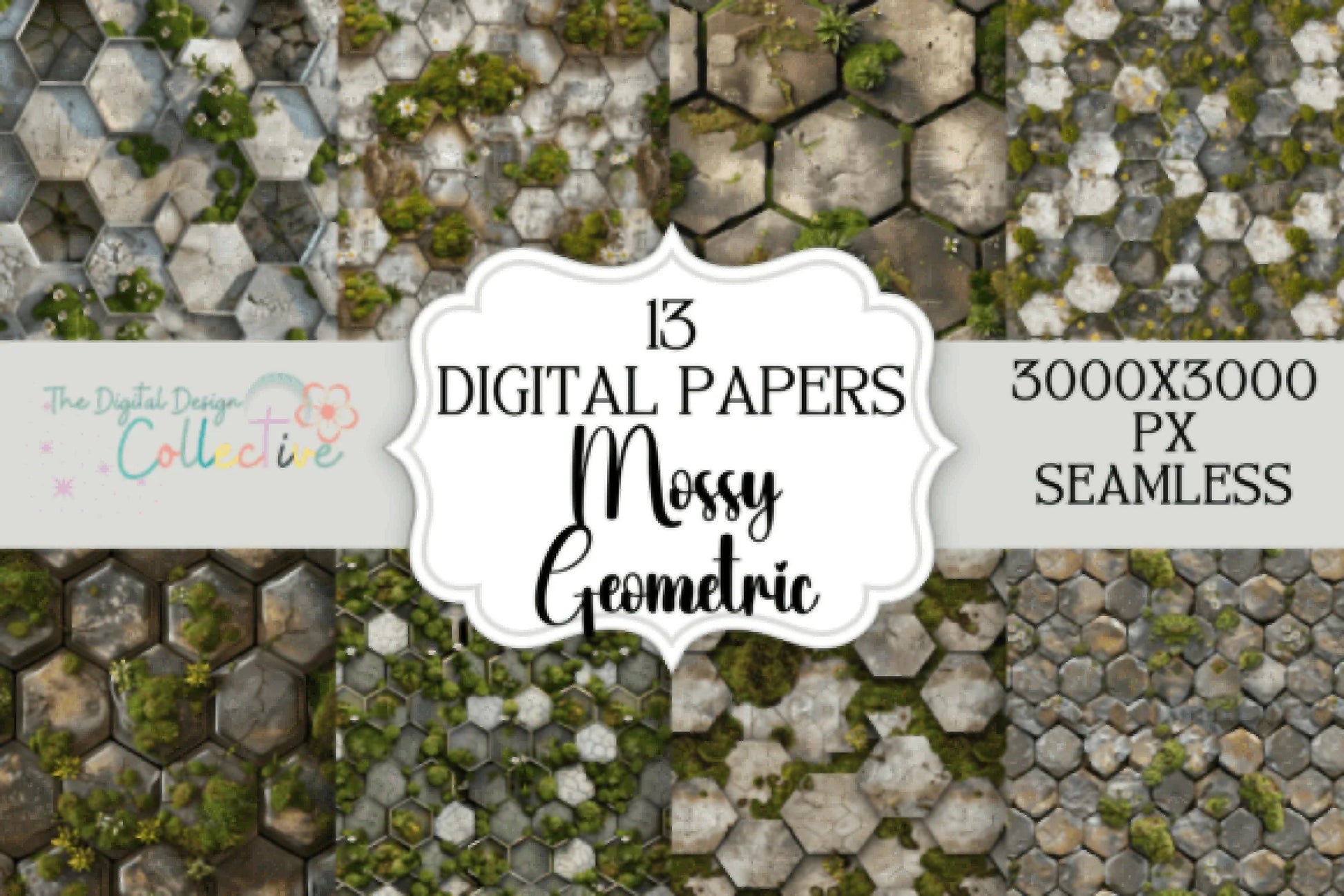 Mossy Geometric Stone Patterns - CraftNest - Digital Crafting and Art