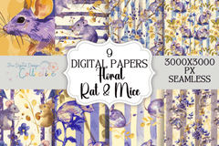 Seamless Floral Mouse Rat Digital Paper - CraftNest - Digital Crafting and Art