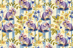 Seamless Floral Mouse Rat Digital Paper - CraftNest - Digital Crafting and Art