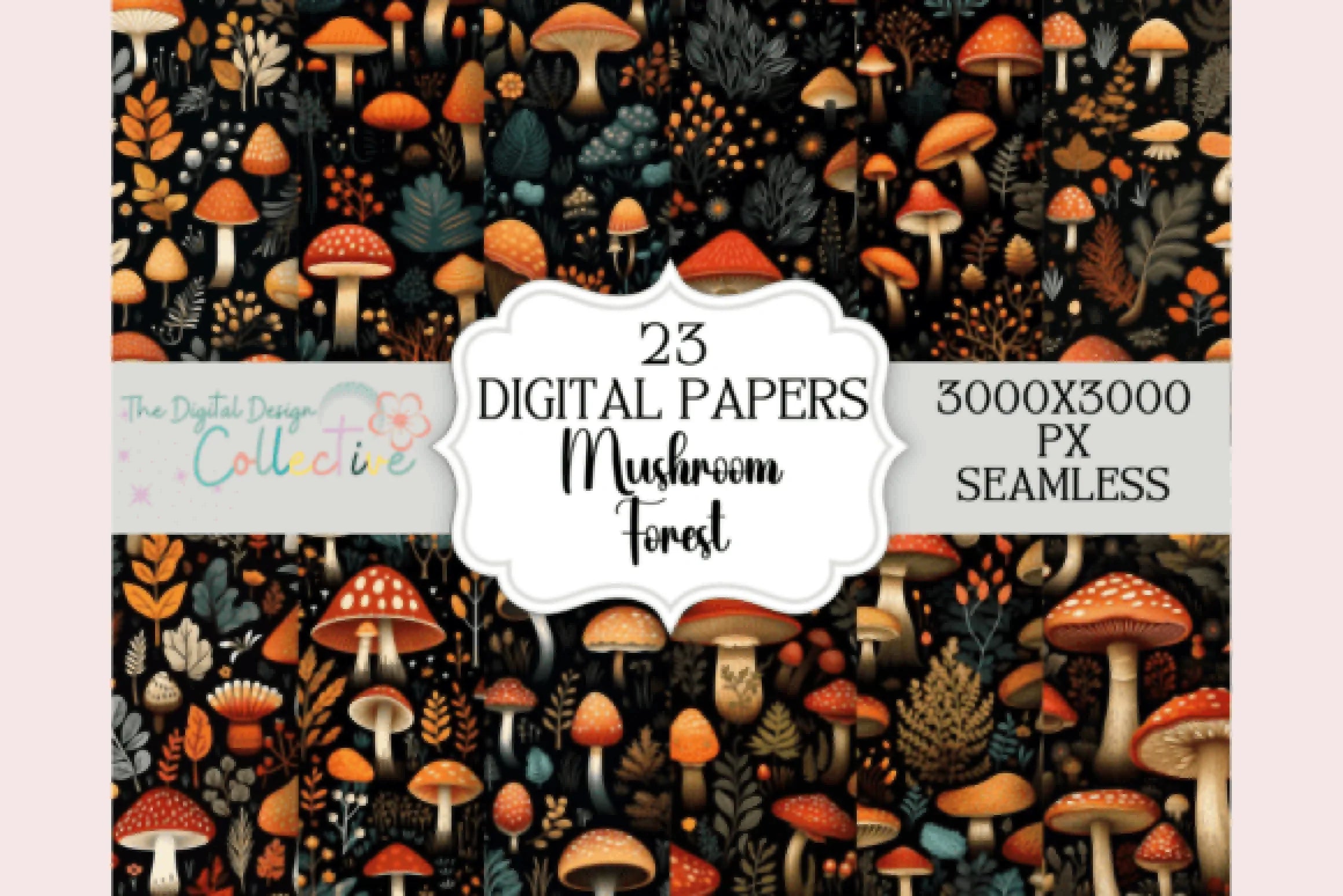 Seamless Mushroom Digital Paper - CraftNest - Digital Crafting and Art