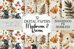 Seamless Mushrooms & Ravens Bundle - CraftNest - Digital Crafting and Art