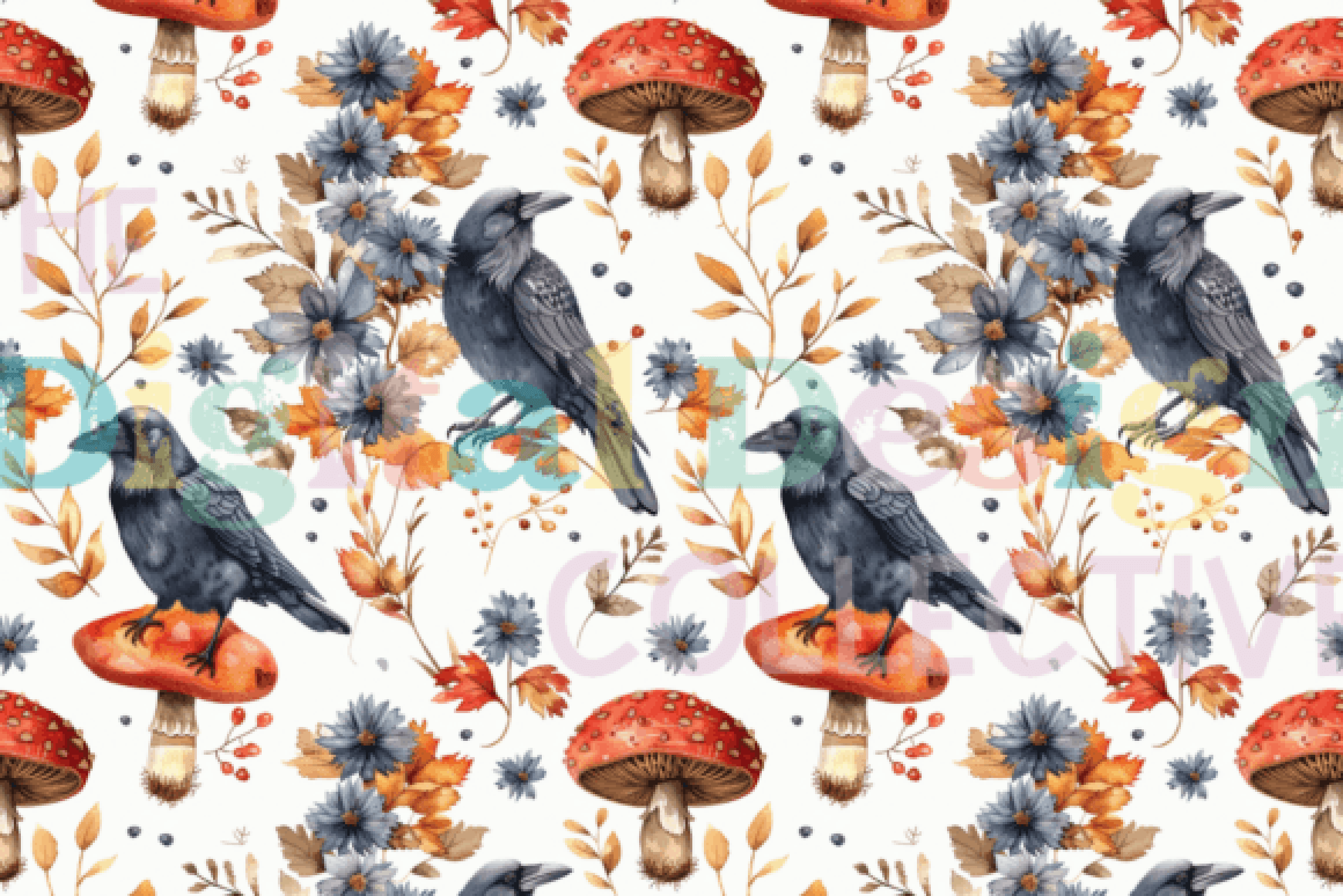 Seamless Mushrooms & Ravens Bundle - CraftNest - Digital Crafting and Art