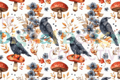 Seamless Mushrooms & Ravens Bundle - CraftNest - Digital Crafting and Art