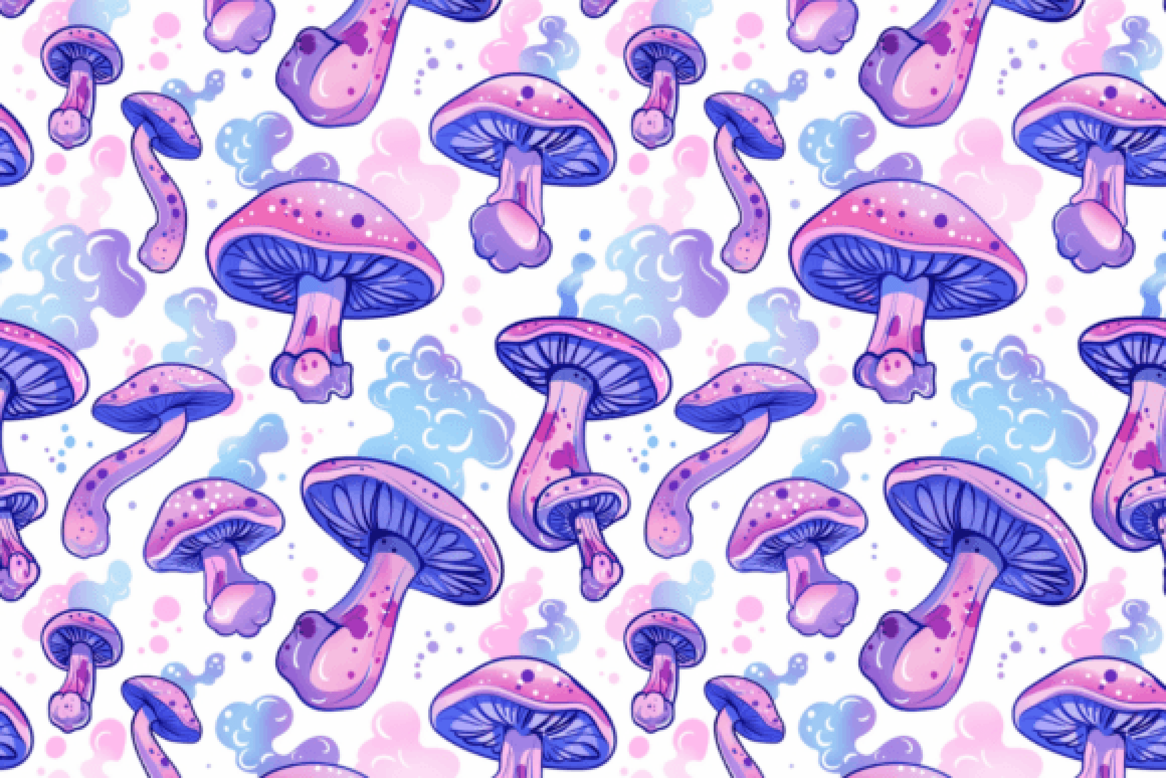 Seamless Neon Mushroom Digital Paper - CraftNest - Digital Crafting and Art