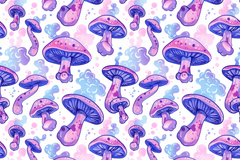 Seamless Neon Mushroom Digital Paper - CraftNest - Digital Crafting and Art