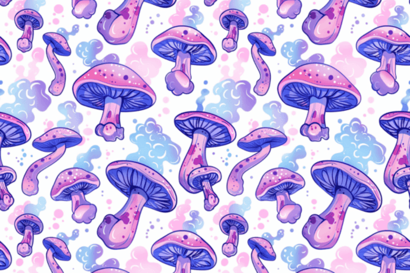 Seamless Neon Mushroom Digital Paper - CraftNest - Digital Crafting and Art