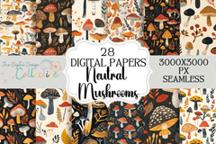 Seamless Neutral Mushroom Patterns Collection - CraftNest - Digital Crafting and Art