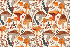 Seamless Neutral Mushroom Patterns Collection - CraftNest - Digital Crafting and Art