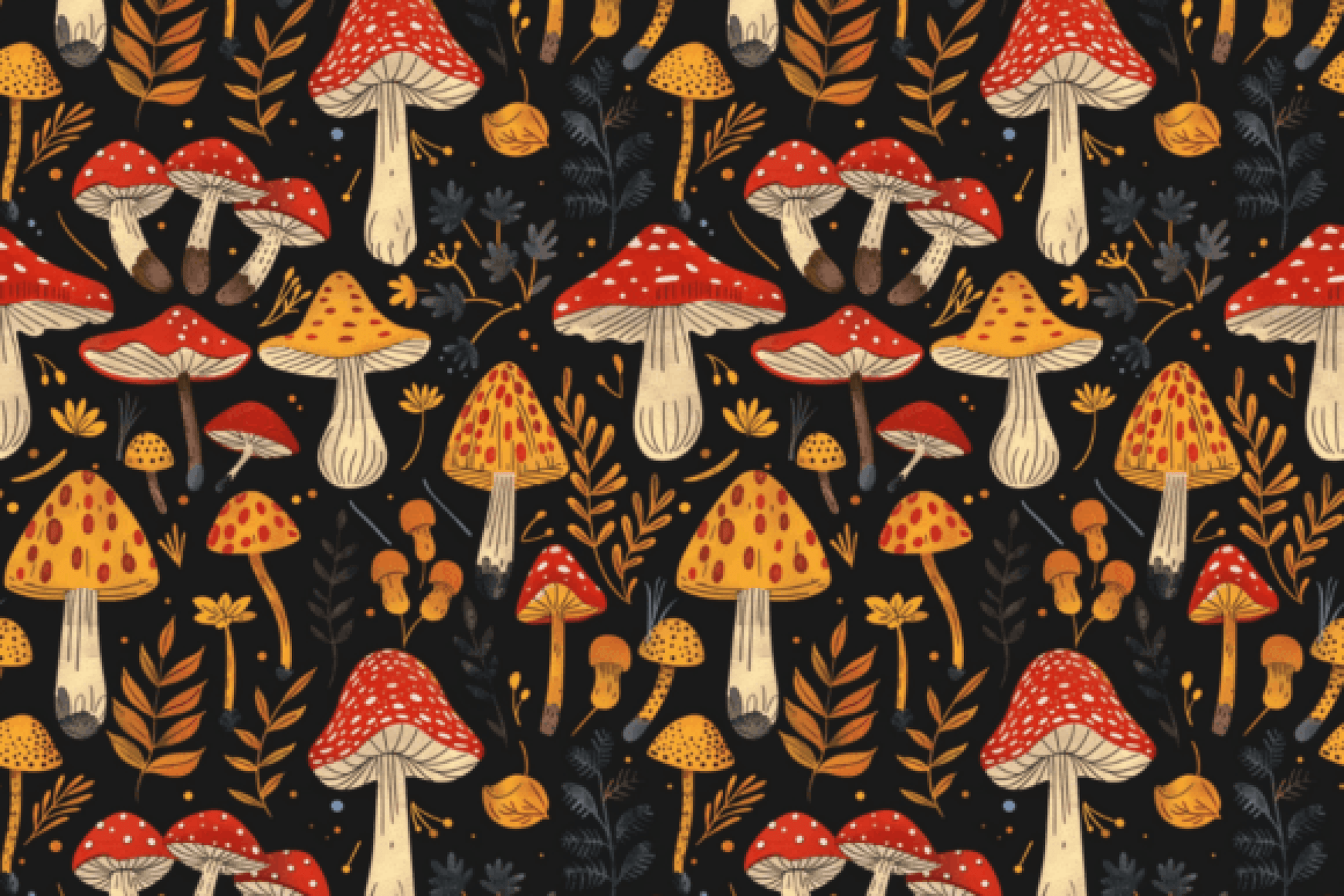 Seamless Neutral Mushroom Patterns Collection - CraftNest - Digital Crafting and Art
