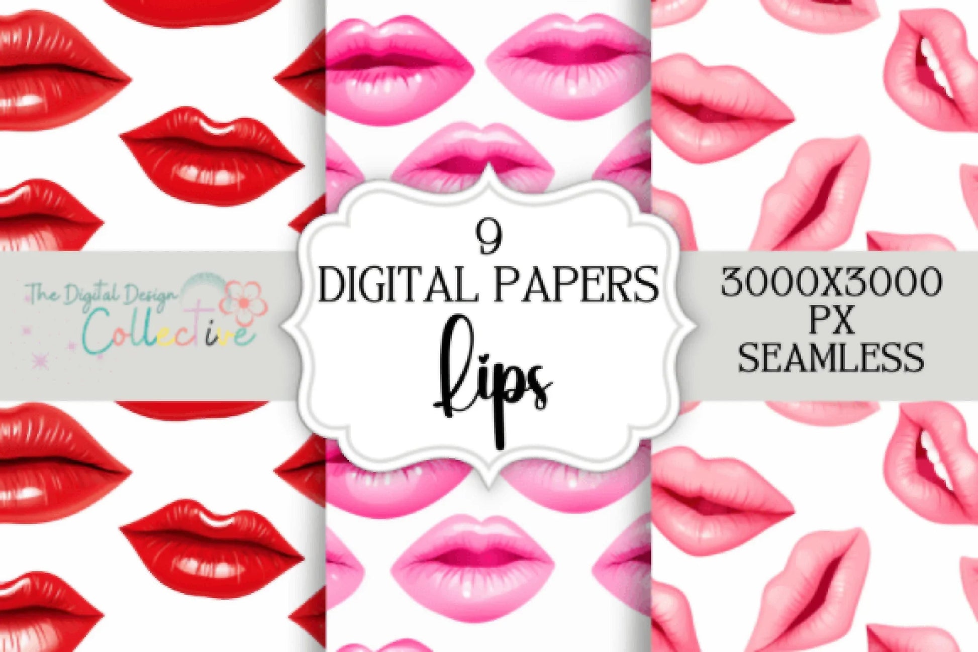 Seamless Lipstick Kiss Digital Paper - CraftNest - Digital Crafting and Art