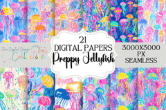 Seamless Preppy Jellyfish Pattern Digital Paper - CraftNest - Digital Crafting and Art