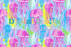 Seamless Preppy Jellyfish Pattern Digital Paper - CraftNest - Digital Crafting and Art