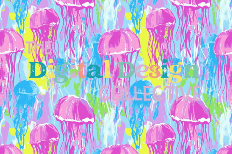 Seamless Preppy Jellyfish Pattern Digital Paper - CraftNest - Digital Crafting and Art