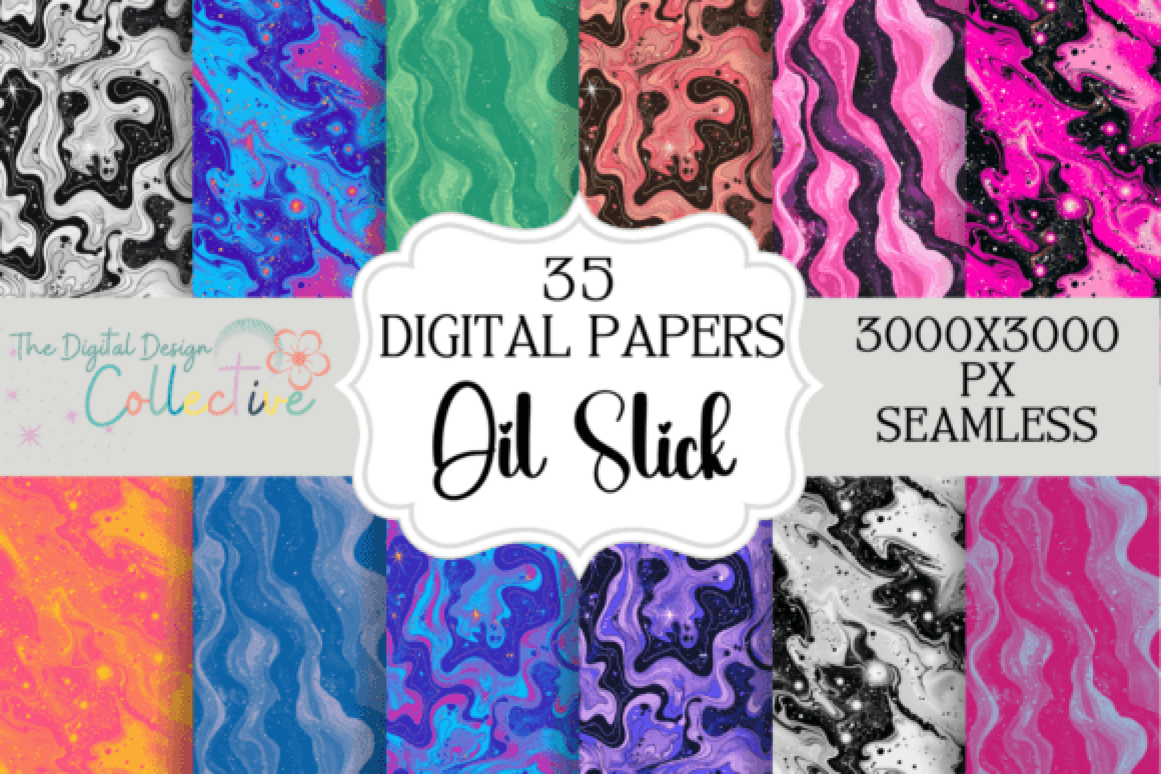 Vibrant Seamless Oil Slick Pattern Digital Paper