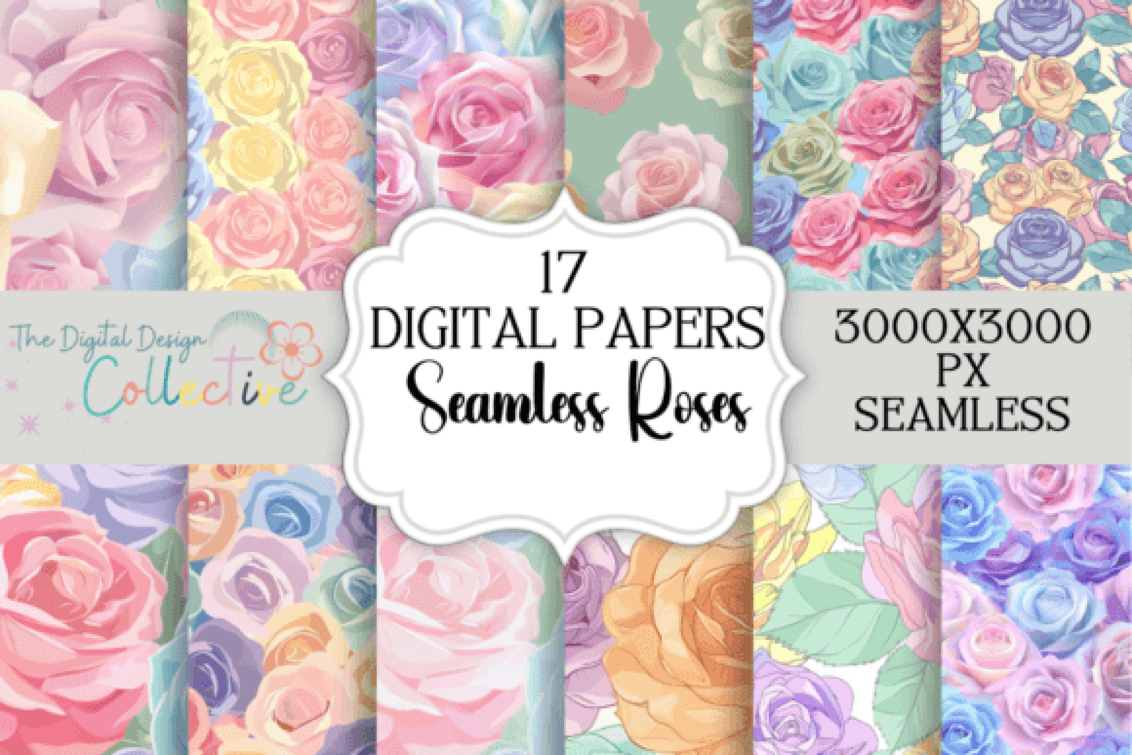 Elegant Roses Pattern Digital Paper