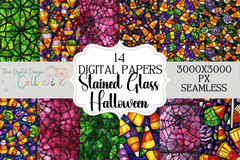 Seamless Stained Glass Halloween Digital Paper - CraftNest - Digital Crafting and Art