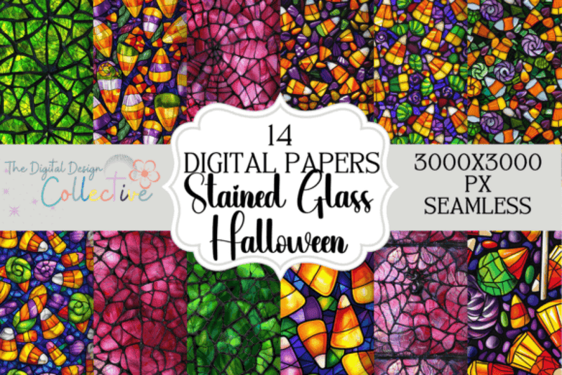 Seamless Stained Glass Halloween Digital Paper - CraftNest - Digital Crafting and Art