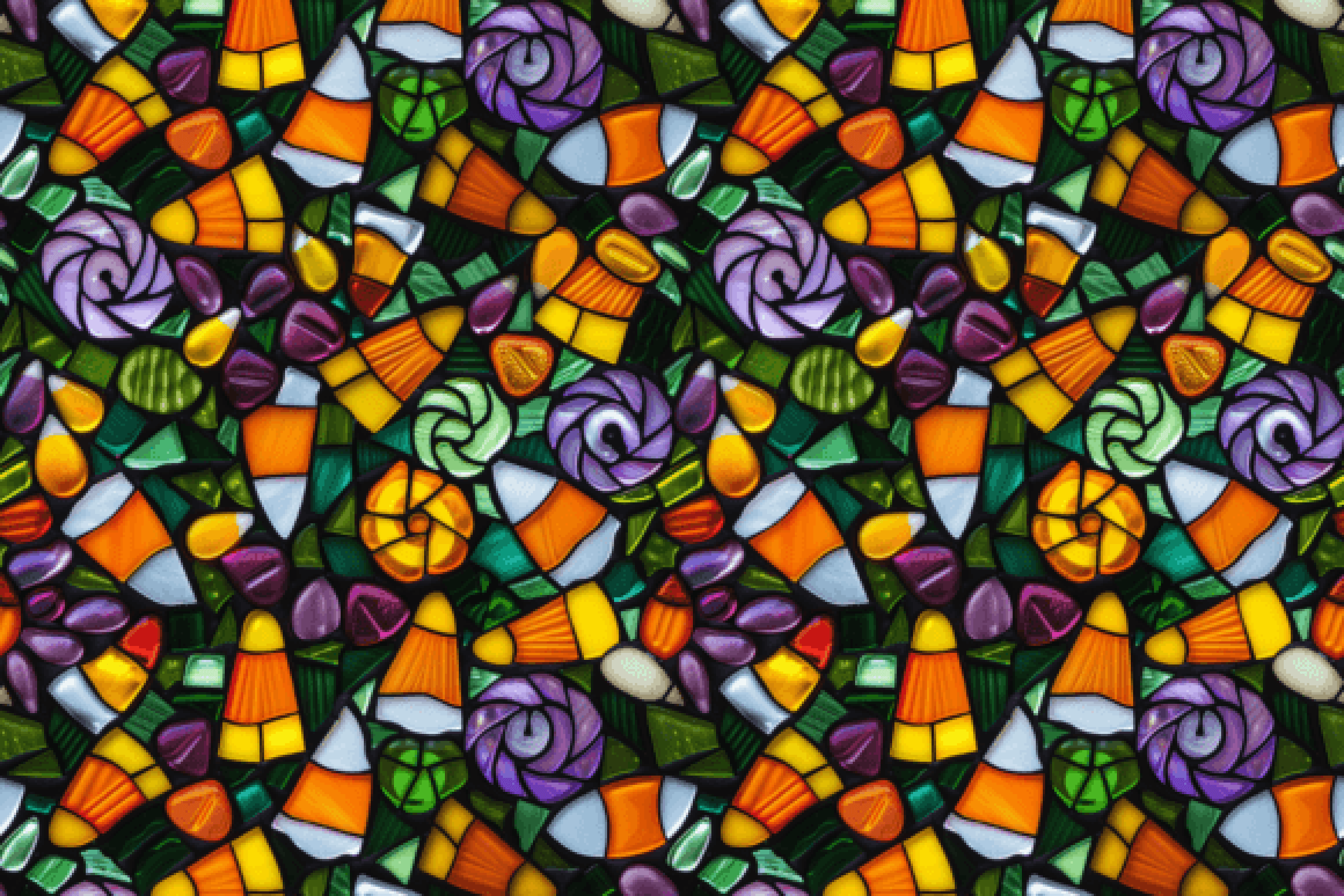 Seamless Stained Glass Halloween Digital Paper - CraftNest - Digital Crafting and Art