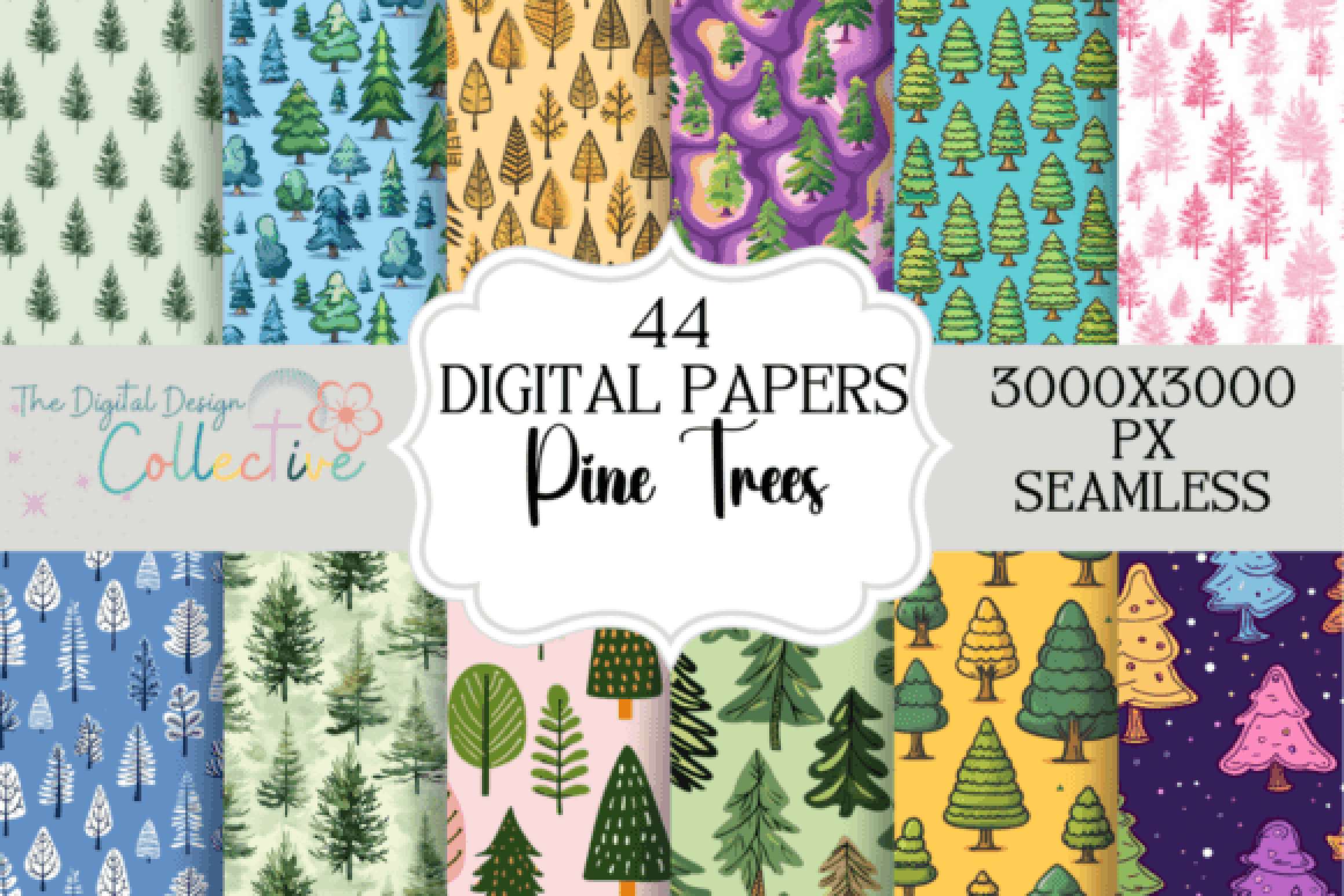 Seamless Trees Digital Paper Pack Bundle