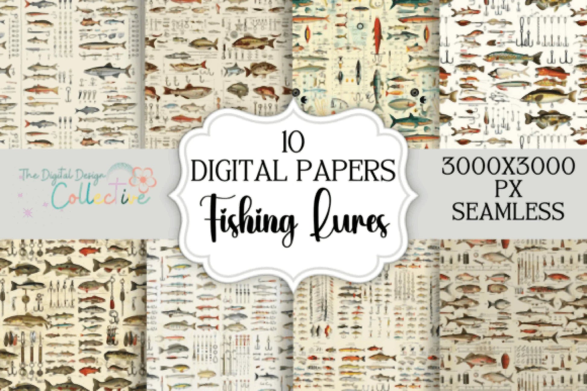 Seamless Fishing Lure Digital Paper - CraftNest - Digital Crafting and Art