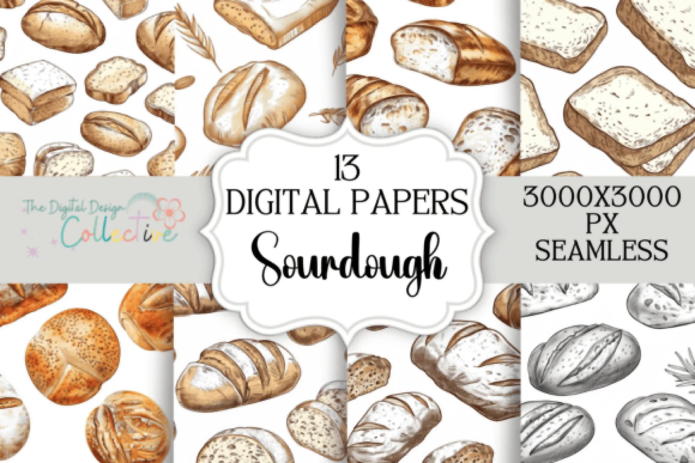 Seamless Sourdough Bread Digital Paper - CraftNest - Digital Crafting and Art