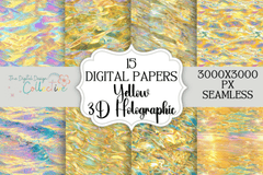 Seamless Yellow Holographic 3D Design Papers - CraftNest - Digital Crafting and Art