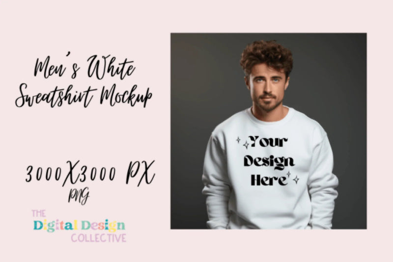 Men's White Sweatshirt Mockup Design - CraftNest - Digital Crafting and Art