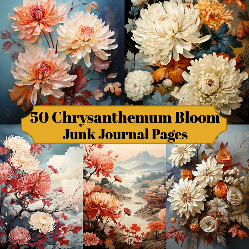 Chrysanthemum Bloom Junk Journal Pages - CraftNest