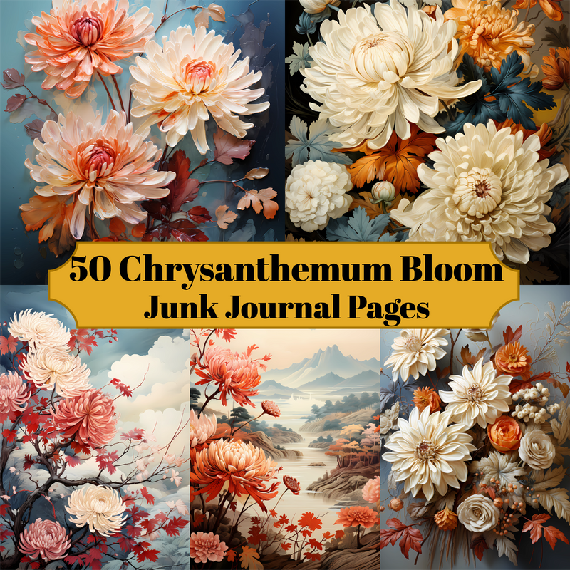 Chrysanthemum Bloom Junk Journal Pages - CraftNest