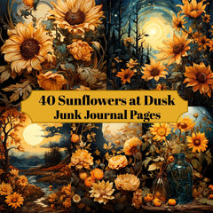 Sunflowers At Dusk Junk Journal Pages - CraftNest