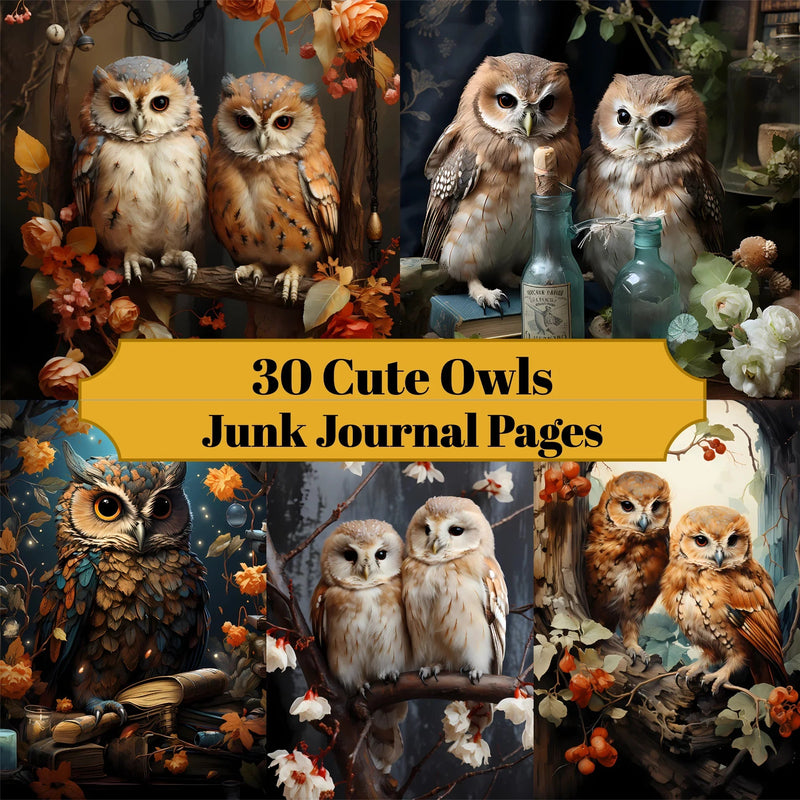 Cute Owls Junk Journal Pages - CraftNest