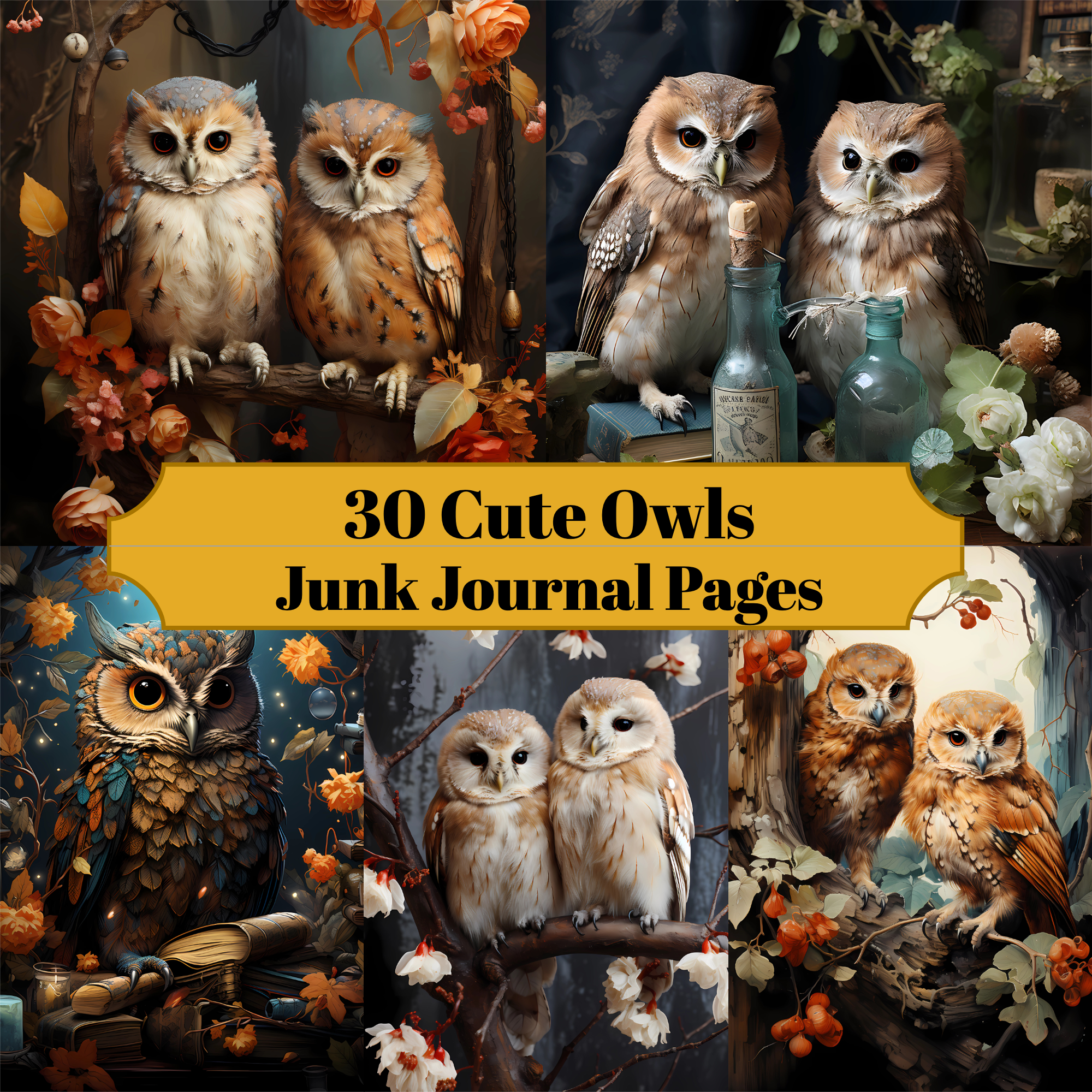 Cute Owls Junk Journal Pages - CraftNest