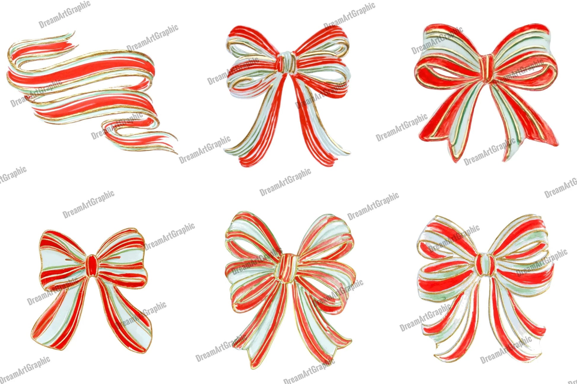 Coquette Christmas Bow Brushstroke Clipart Bundle - CraftNest - Digital Crafting and Art