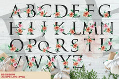 Hand Drawn Floral Alphabet Clipart Bundle - CraftNest - Digital Crafting and Art