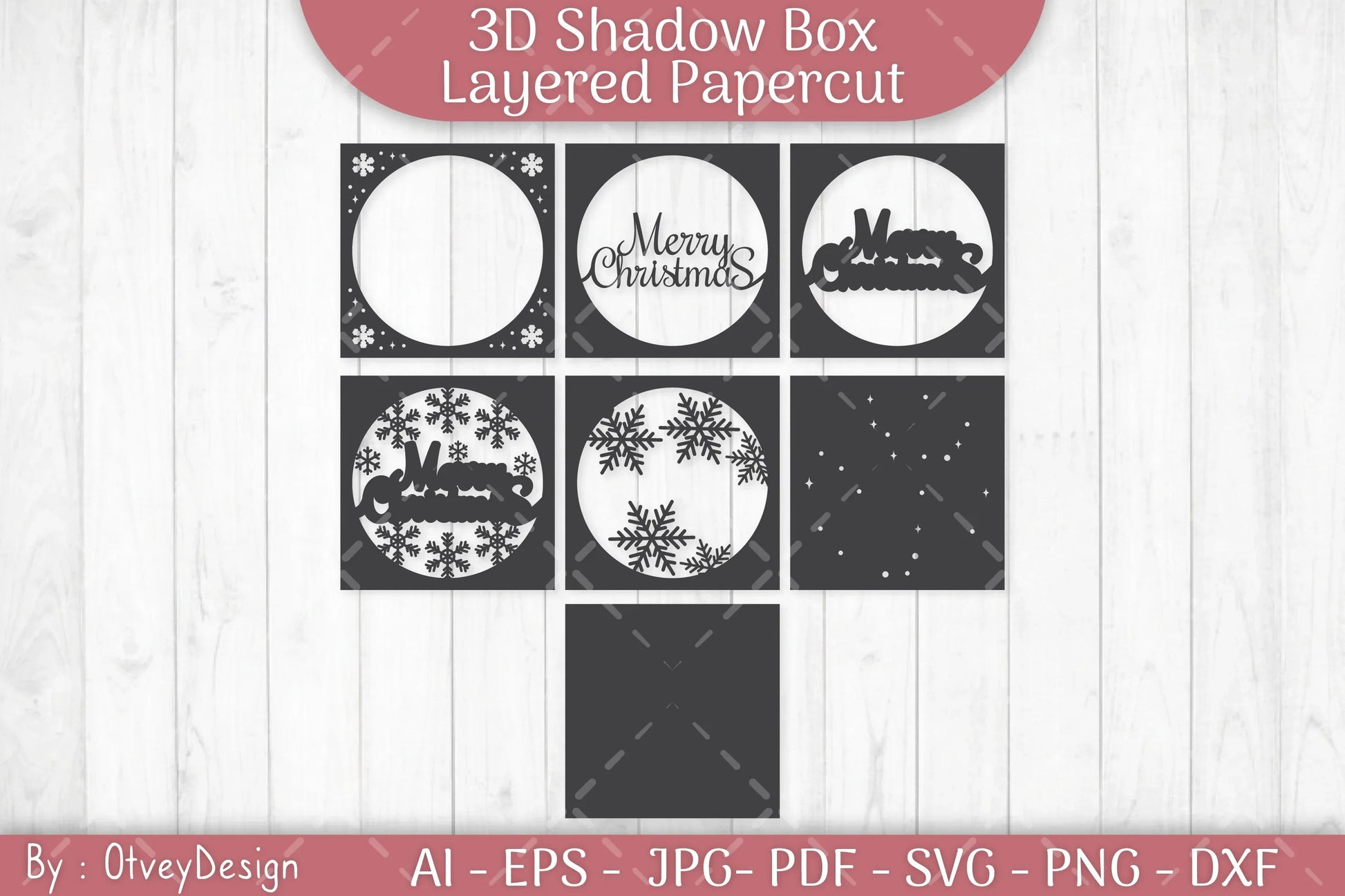 Shadow Box Merry Christmas Layered Papercut SVG Bundle - CraftNest - Digital Crafting and Art
