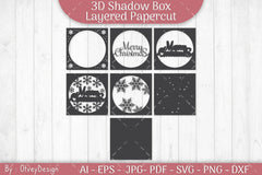 Shadow Box Merry Christmas Layered Papercut SVG Bundle - CraftNest - Digital Crafting and Art