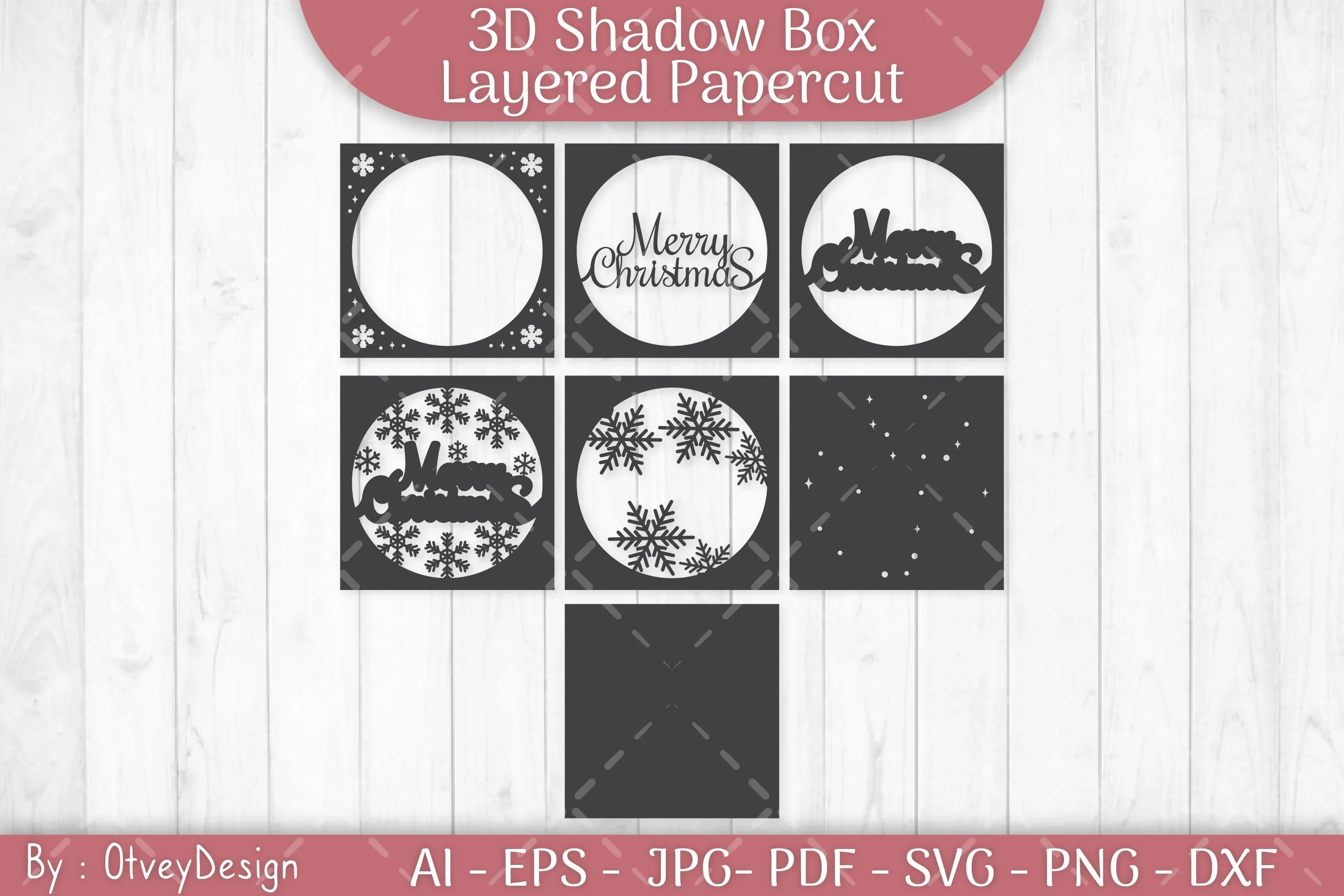 Shadow Box Merry Christmas Layered Papercut SVG Bundle - CraftNest - Digital Crafting and Art