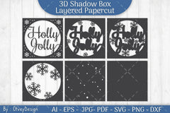 Shadow Box Merry Christmas Layered Papercut SVG Bundle - CraftNest - Digital Crafting and Art