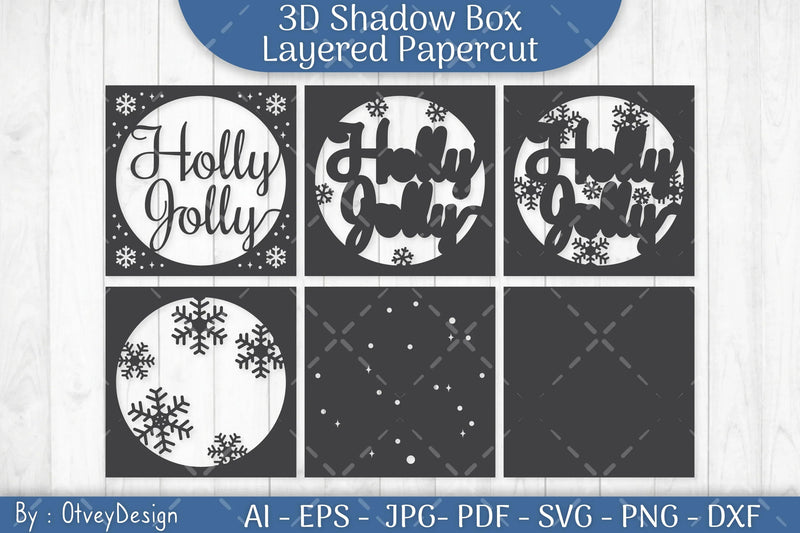 Shadow Box Merry Christmas Layered Papercut SVG Bundle - CraftNest - Digital Crafting and Art