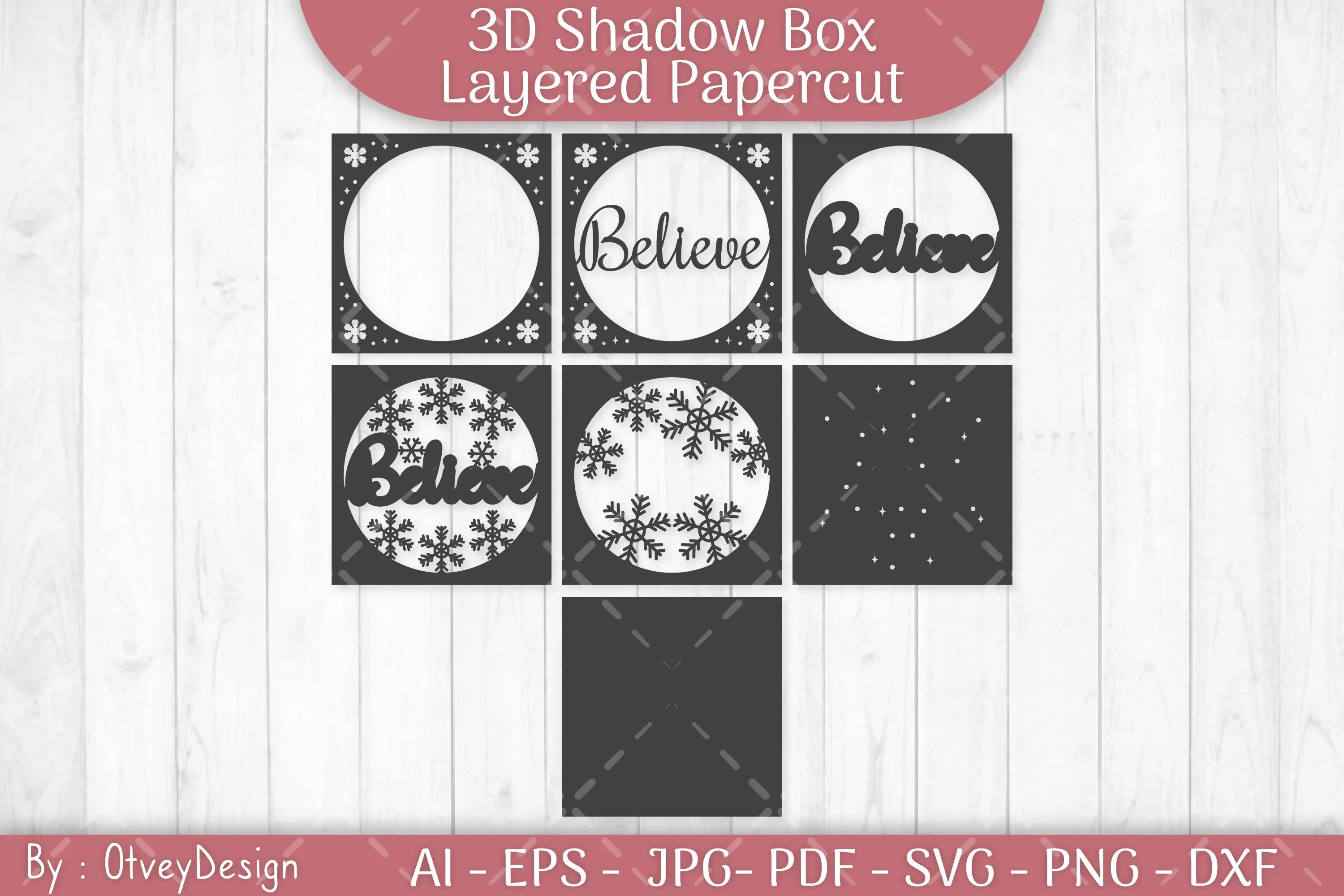 Shadow Box Merry Christmas Layered Papercut SVG Bundle - CraftNest - Digital Crafting and Art