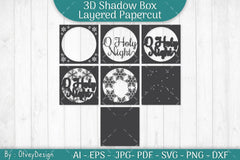 Shadow Box Merry Christmas Layered Papercut SVG Bundle - CraftNest - Digital Crafting and Art