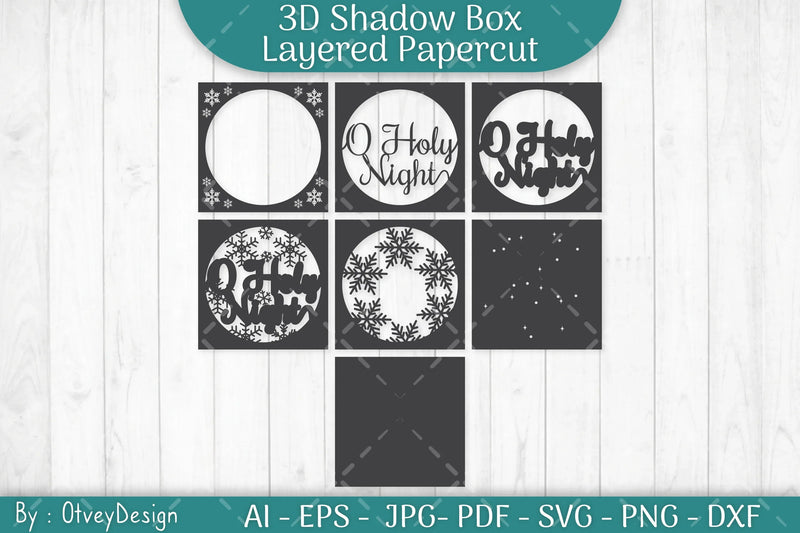 Shadow Box Merry Christmas Layered Papercut SVG Bundle - CraftNest - Digital Crafting and Art