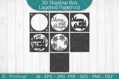 Shadow Box Merry Christmas Layered Papercut SVG Bundle - CraftNest - Digital Crafting and Art