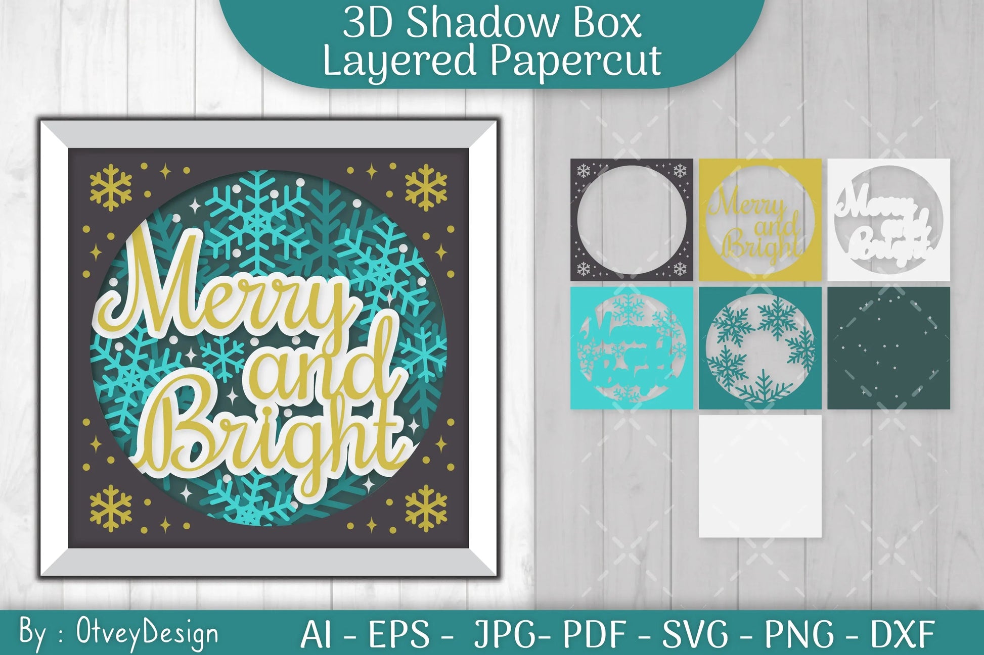 Shadow Box Merry Christmas Layered Papercut SVG Bundle - CraftNest - Digital Crafting and Art