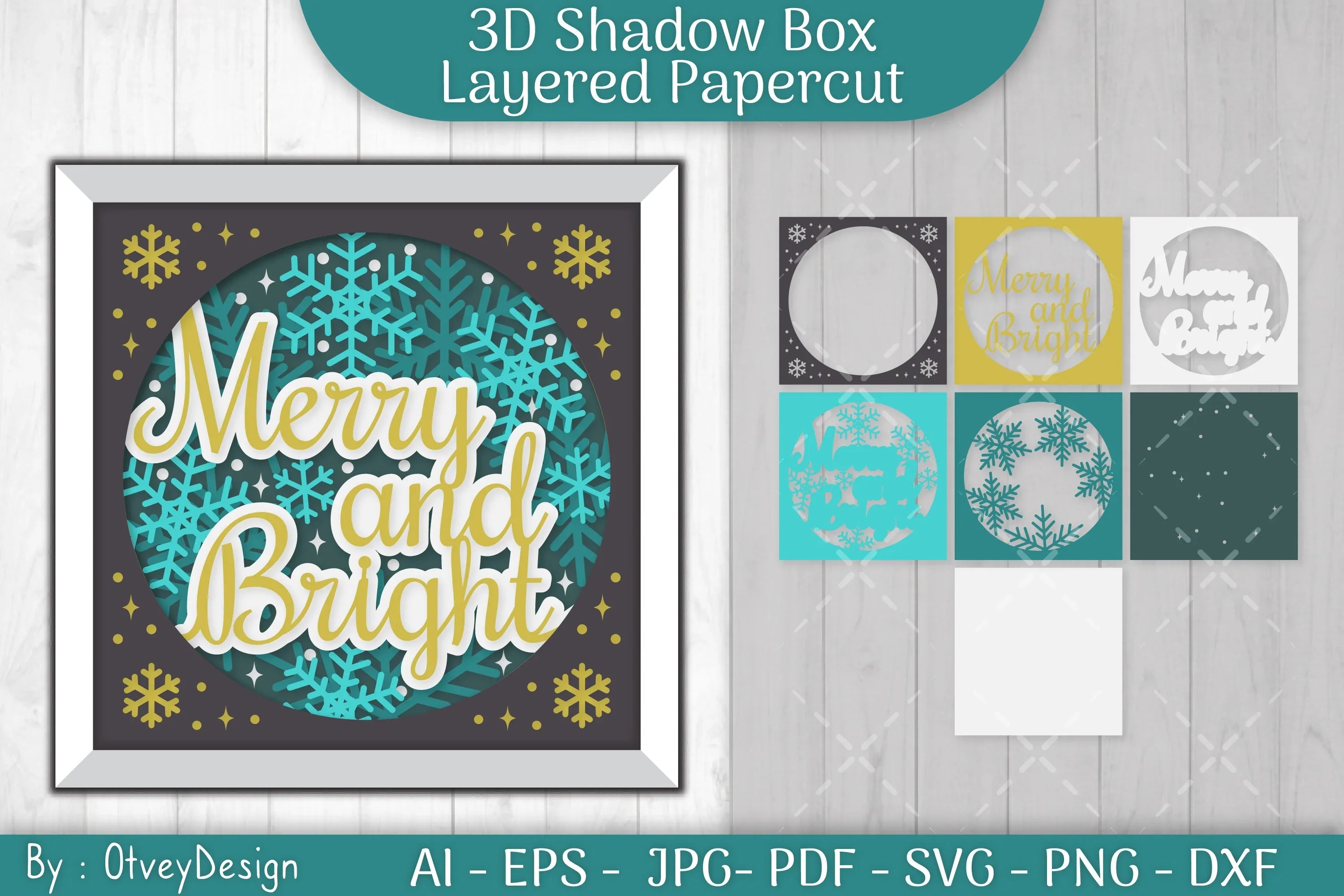 Shadow Box Merry Christmas Layered Papercut SVG Bundle - CraftNest - Digital Crafting and Art