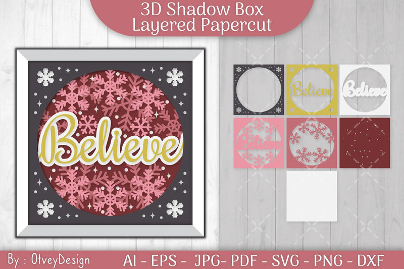 Shadow Box Merry Christmas Layered Papercut SVG Bundle - CraftNest - Digital Crafting and Art