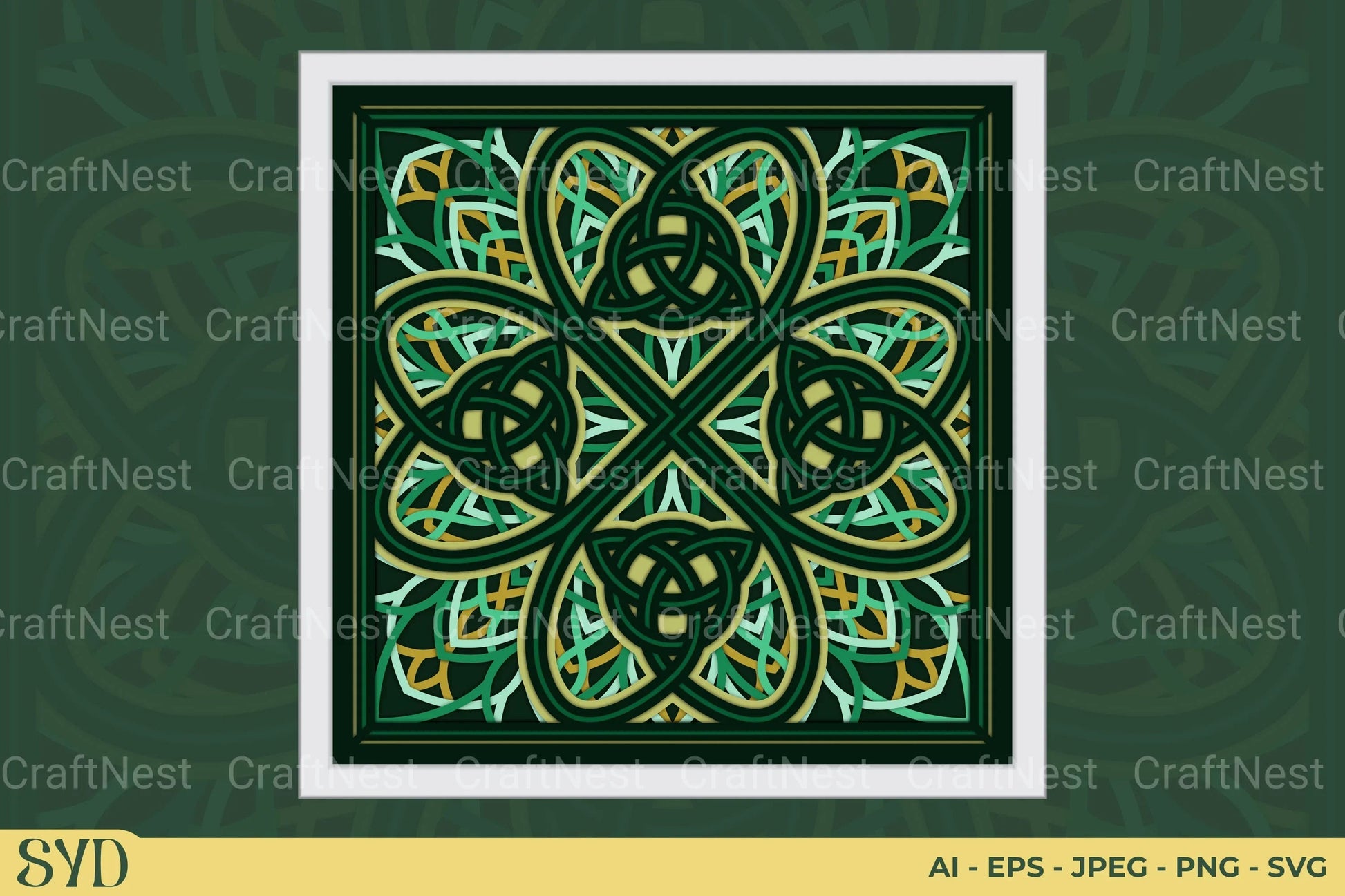 Shamrock Celtic Mandala Layered Papercut Clipart Bundle - CraftNest - Digital Crafting and Art