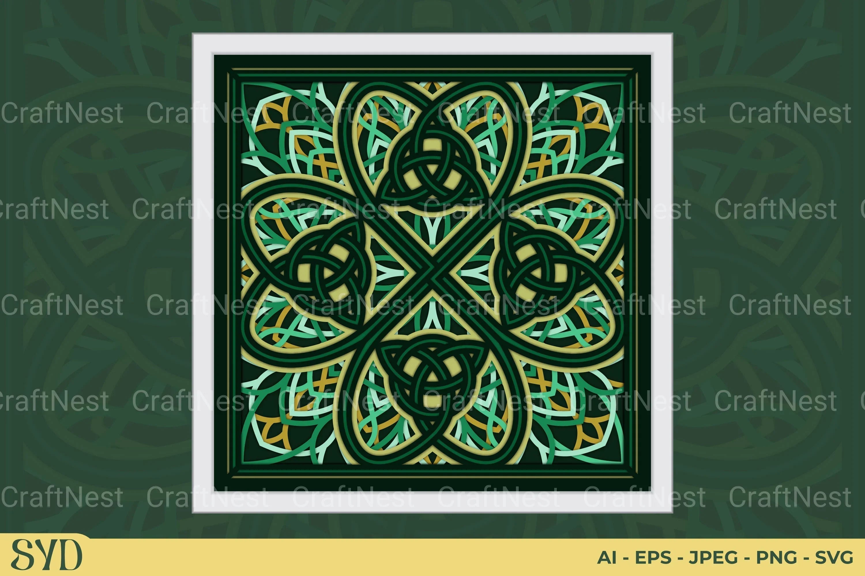 Shamrock Celtic Mandala Layered Papercut Clipart Bundle - CraftNest - Digital Crafting and Art